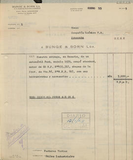 [Factura de Bunge y BornLda. a Compañía Química S. A.]