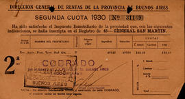 [Talonarios de Impuestos Inmobiliarios de la Dirección General de Rentas de la Provincia de Bueno...