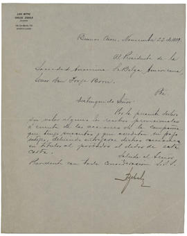 [Carta de Carlos Zabala a Jorge Born, Buenos Aires, 22/11/1909]