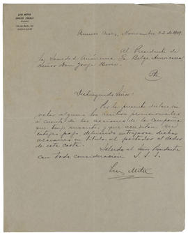 [Carta de Luis Mitre a Jorge Born, Buenos Aires, 22/11/1909]